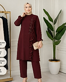 Bordo Önü Fırfırlı Takım