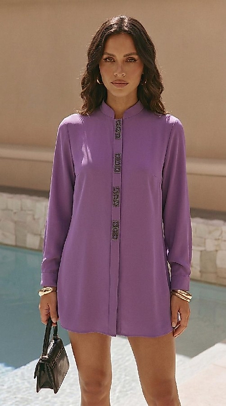Mürdüm Taş Detaylı Tunik